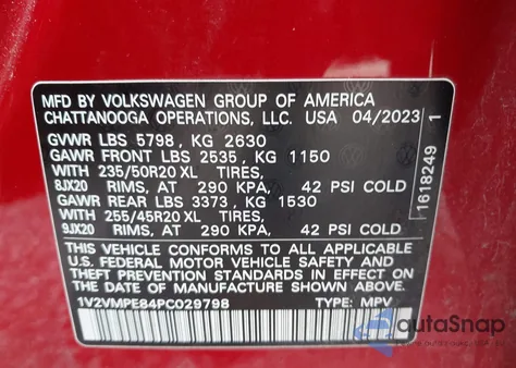 2023 Volkswagen Id.4 Pro/Pro S z USA, uszkodzony, nr VIN 1V2VMPE84PC029798